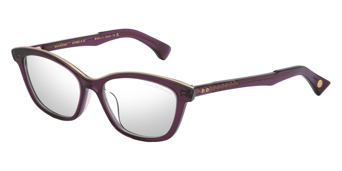 Dita® SAHVANA Eyeglasses DT DTX481-A-03 52 - Purple Glass/Brushed White Gold