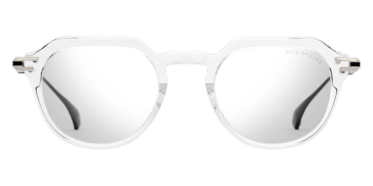 Dita® OKULUS Eyeglasses DT DTX487-A-03 49 - Crystal Clear/Shiny Silver/Black Iron