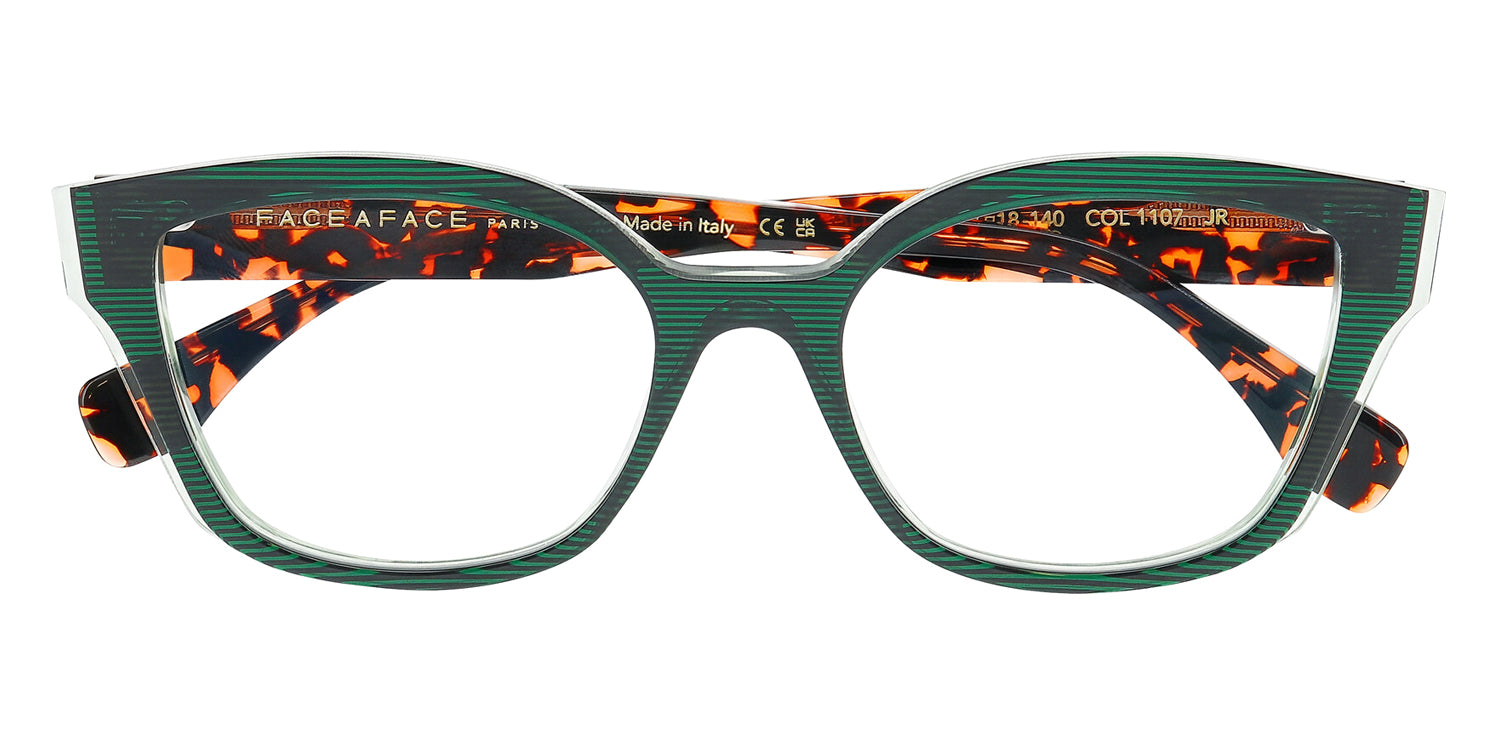 Face A Face® OFFSET 1 FAF OFFSET 1 1107 52 - Transparent Striped Dark Green (1107) Eyeglasses