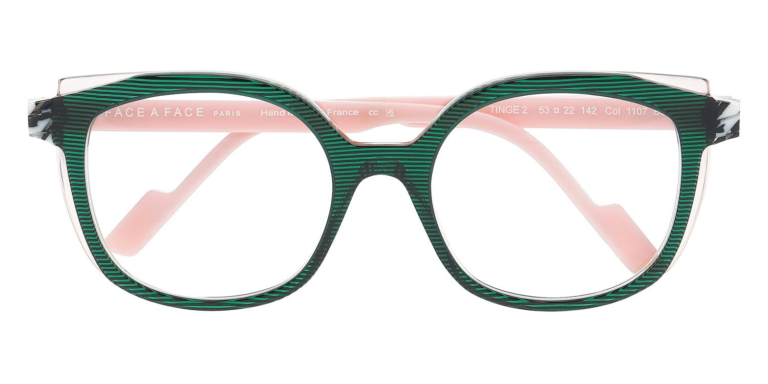 Face A Face® TINGE 2 FAF TINGE 2 1107 53 - Transparent Striped Dark Green (1107) Eyeglasses