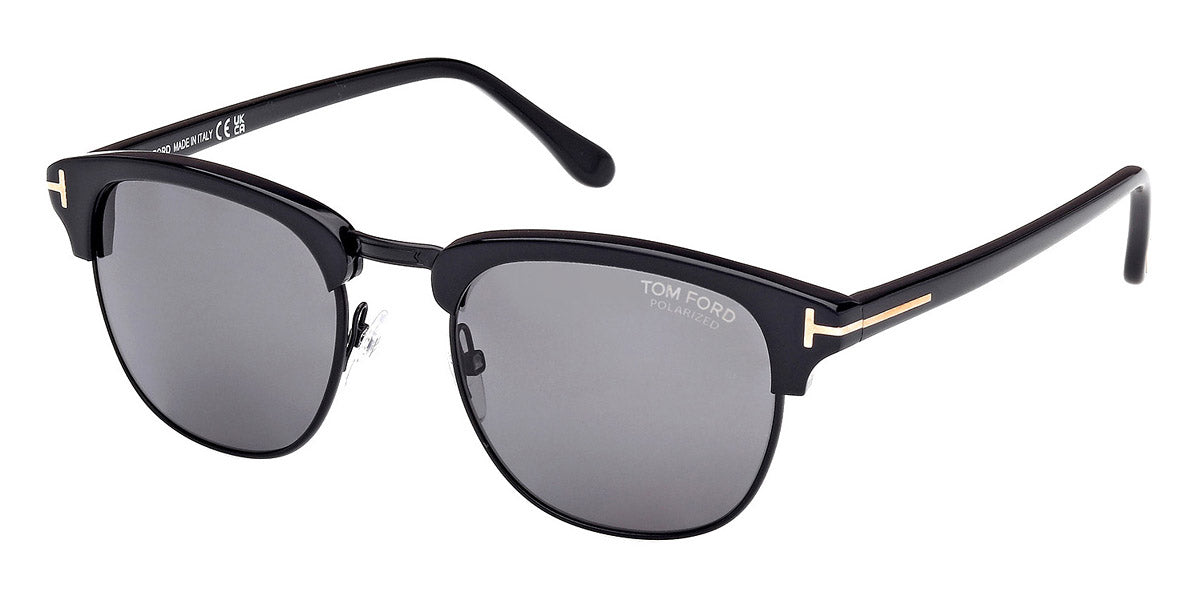 Tom Ford® Henry FT0248 FT0248 01D 53 - Shiny Black / Smoke Polarized Sunglasses