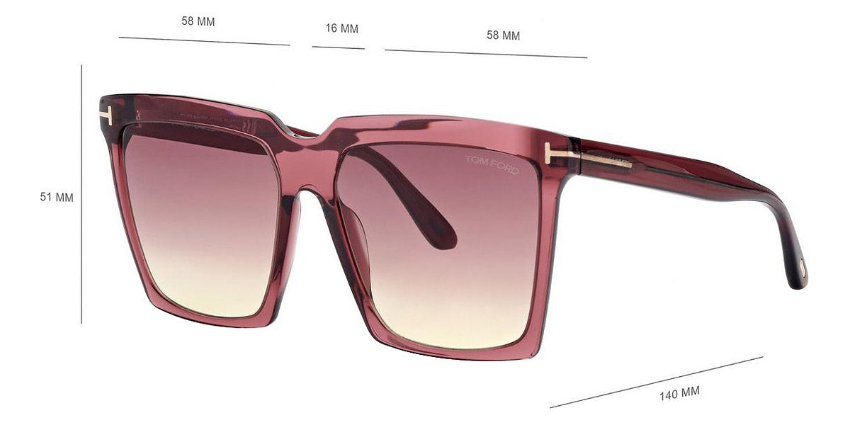 Tom Ford® FT0764 Sabrina-02 FT0764 Sabrina-02 69T 58 - 69T - Shiny Bordeaux Sunglasses