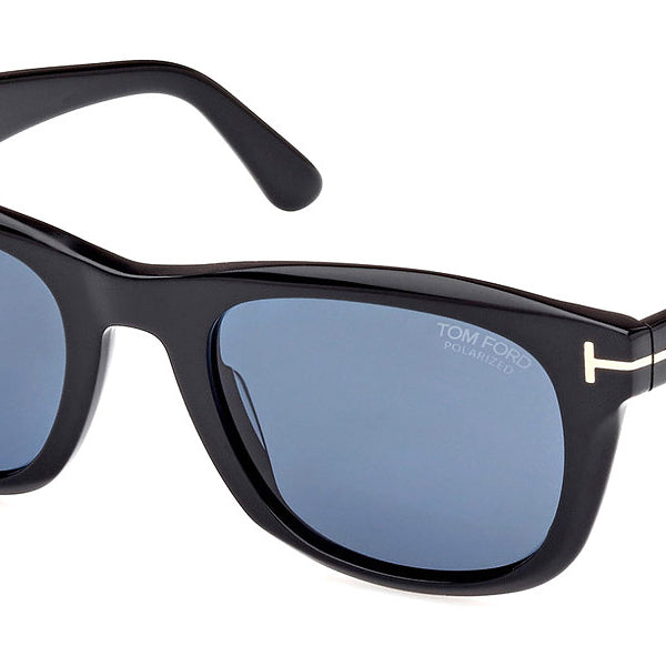 Tom Ford® FT1076 Kendel FT1076 Kendel 01M 54 - 01M - Shiny Black, Eco, t" Logo / Polarized Blue Lenses" Sunglasses