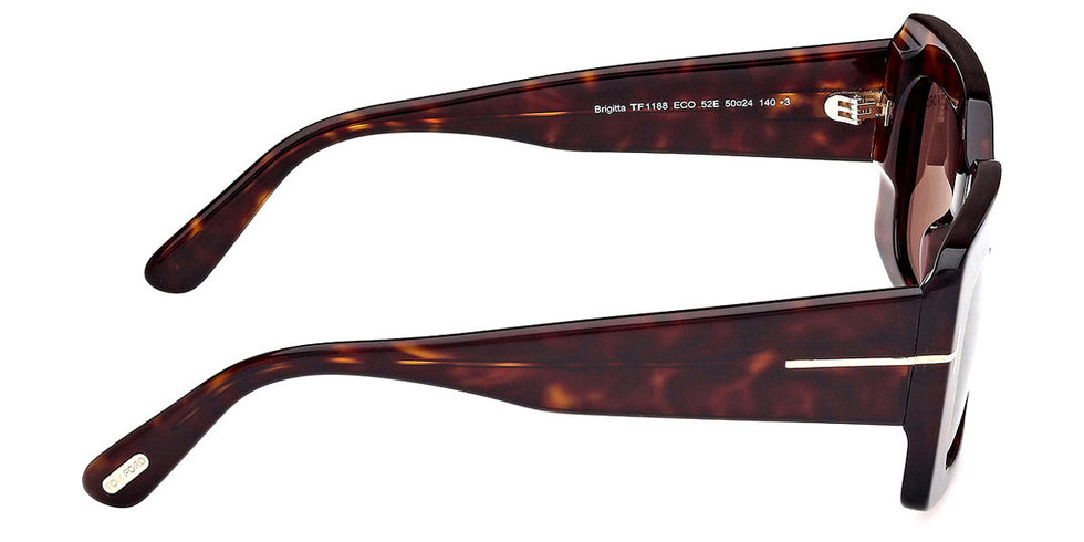 Tom Ford® FT1188 Brigitta FT1188 Brigitta 52E 50 - 52E - Dark Havana / Dark Havana Sunglasses