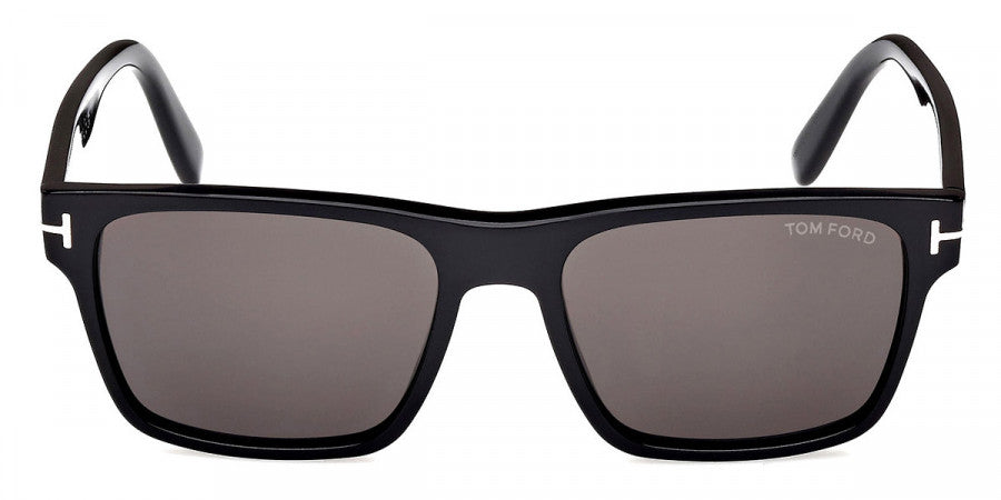 Tom Ford® Calder FT1205 FT1205 01A 55 - Shiny Black / Smoke Sunglasses