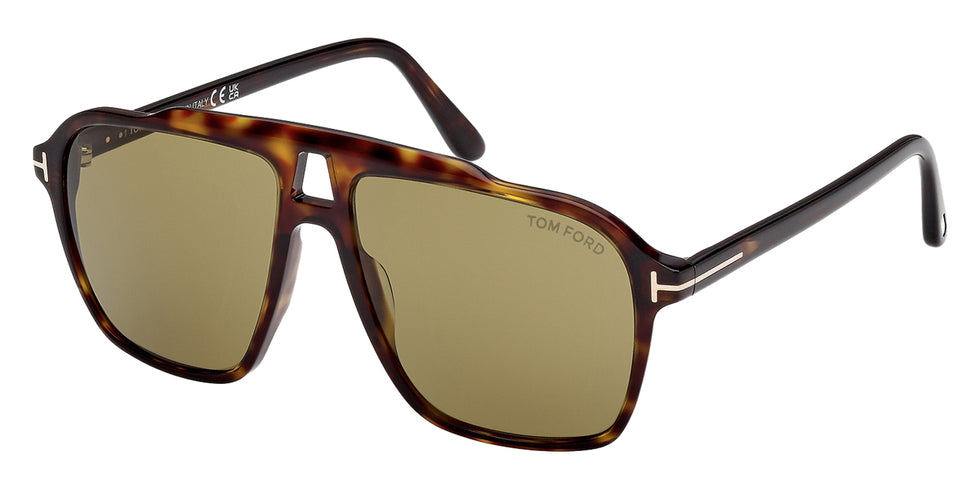 Tom Ford® AUTARI FT1209 FT1209 52N 56 - Dark Havana / Green Sunglasses