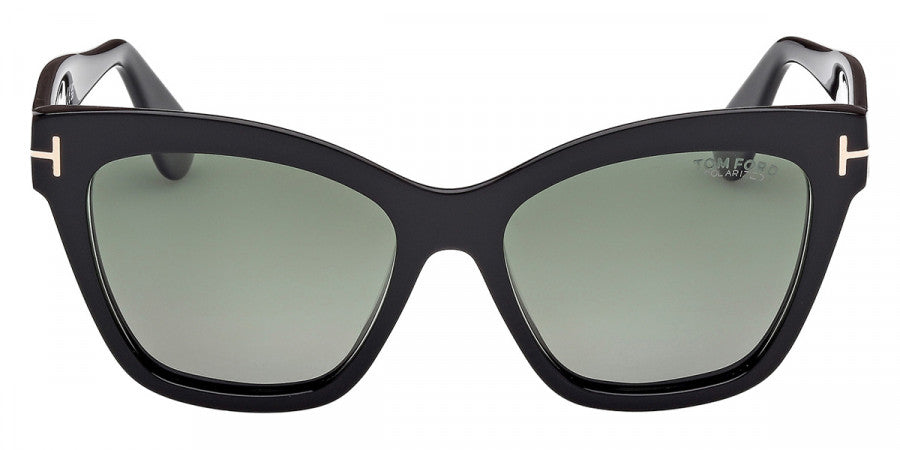 Tom Ford® ELVIRA FT1217 FT1217 01R 55 - Shiny Black / Green Polarized Sunglasses