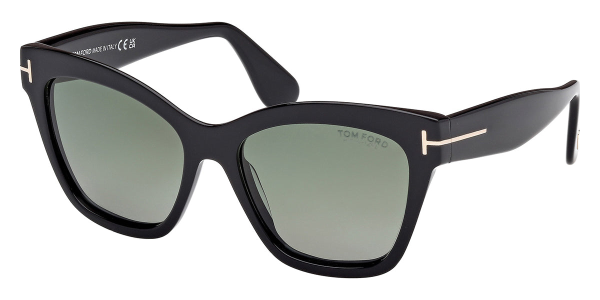 Tom Ford® ELVIRA FT1217 FT1217 01R 55 - Shiny Black / Green Polarized Sunglasses