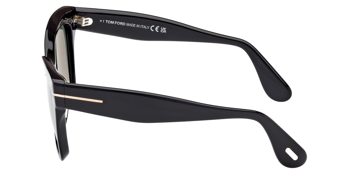 Tom Ford® ELVIRA FT1217 FT1217 01R 55 - Shiny Black / Green Polarized Sunglasses