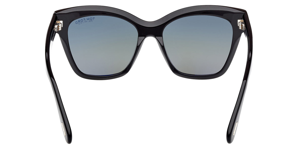 Tom Ford® ELVIRA FT1217 FT1217 01R 55 - Shiny Black / Green Polarized Sunglasses