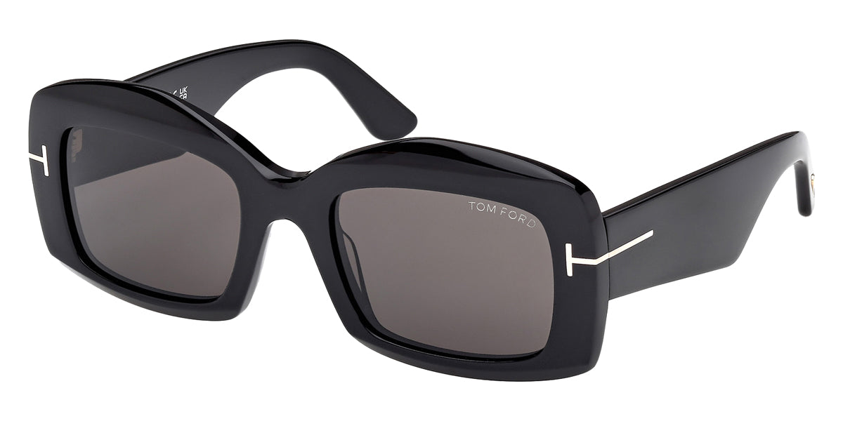 Tom Ford® VENETIA FT1218 FT1218 01A 53 - Shiny Black / Smoke Sunglasses