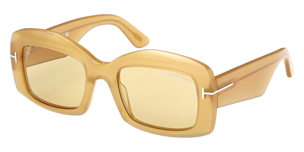 Tom Ford® VENETIA FT1218 FT1218 39E 53 - Shiny Dark Yellow / Brown Sunglasses