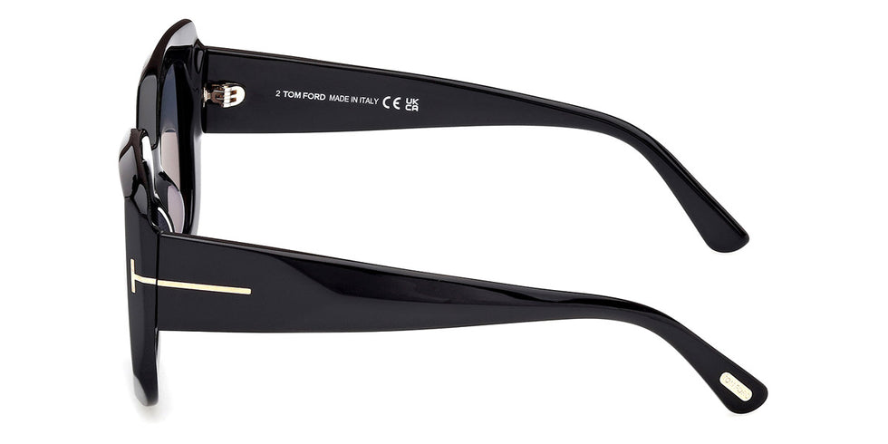 Tom Ford® FT1220 FT1220 01D 52 - Shiny Black / Smoke Polarized Sunglasses