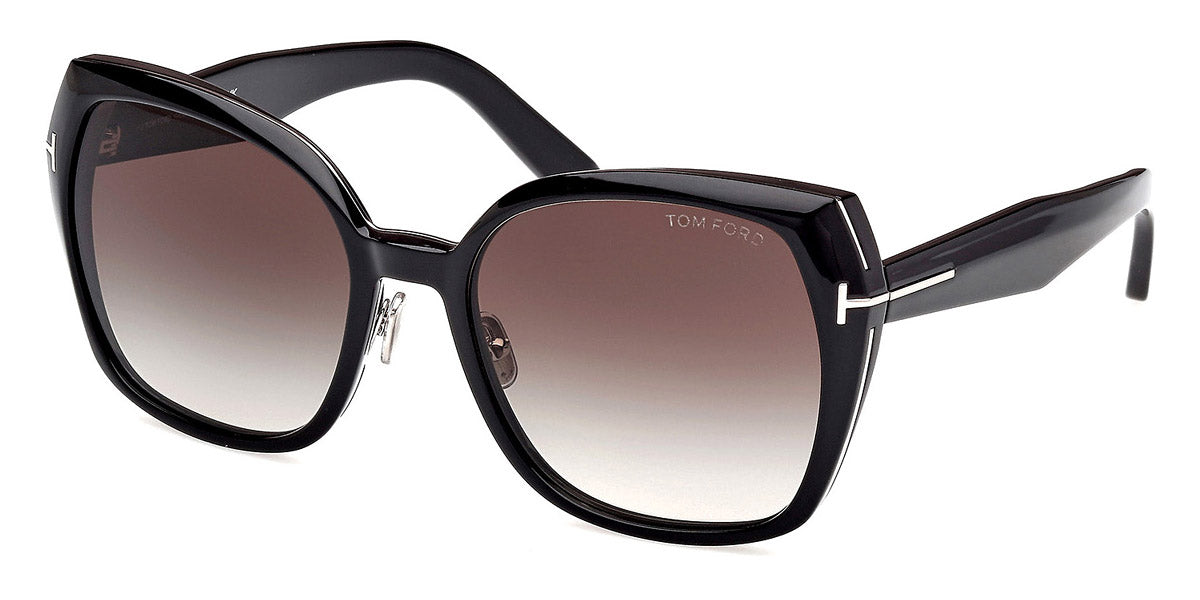 Tom Ford® Plum FT1223 FT1223 01B 58 - Shiny Black / Gradient Smoke Sunglasses