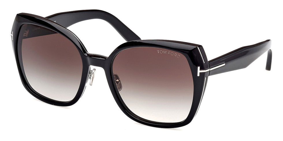 Tom Ford® Plum FT1223 FT1223 01B 58 - Shiny Black / Gradient Smoke Sunglasses