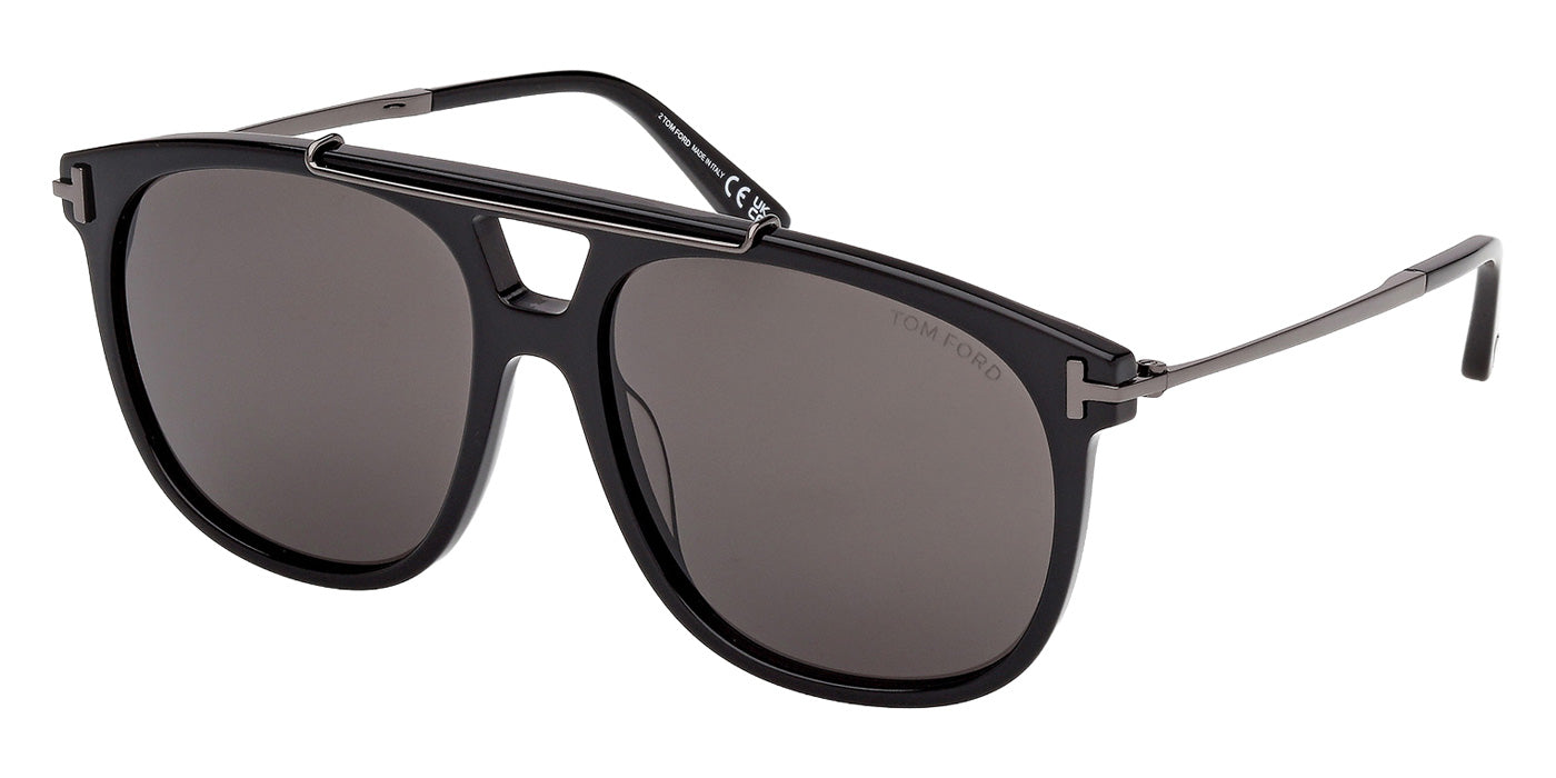 Tom Ford® FT1306 Sunglasses - Shiny Black/Smoke
