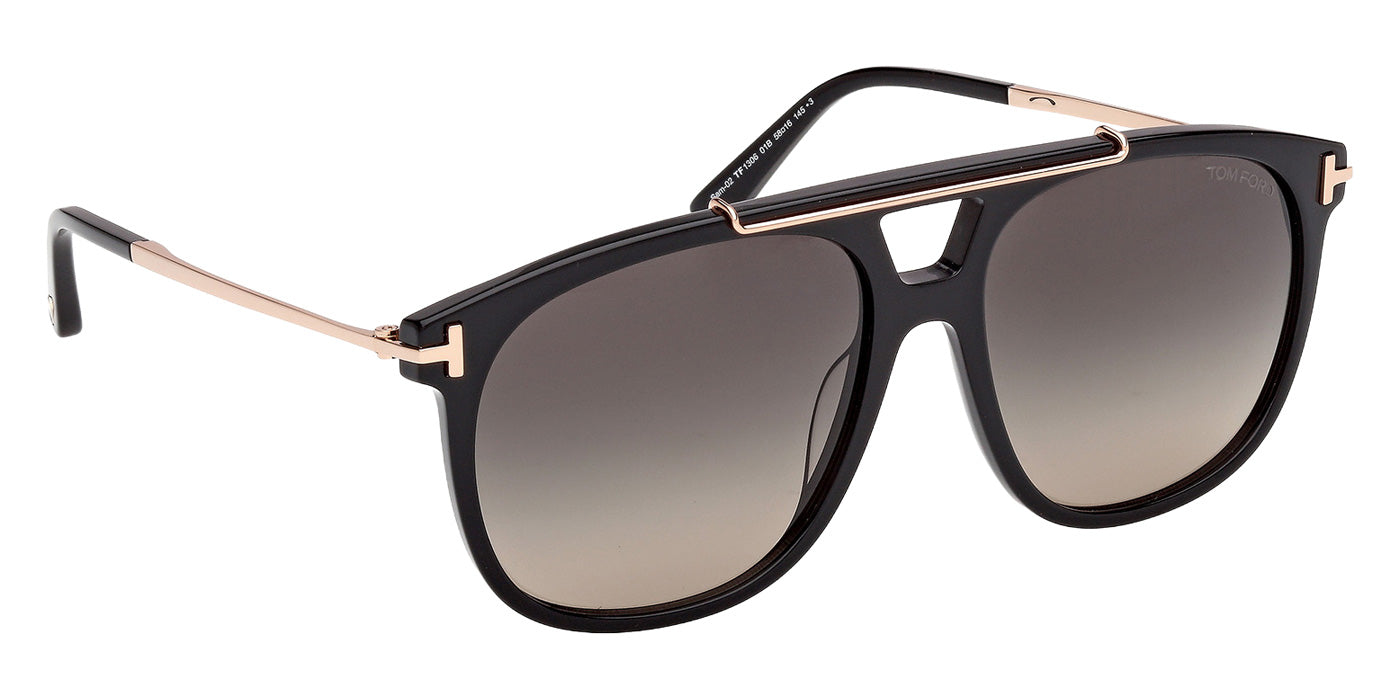 Tom Ford® FT1306 Sunglasses - Shiny Black/Gradient Smoke