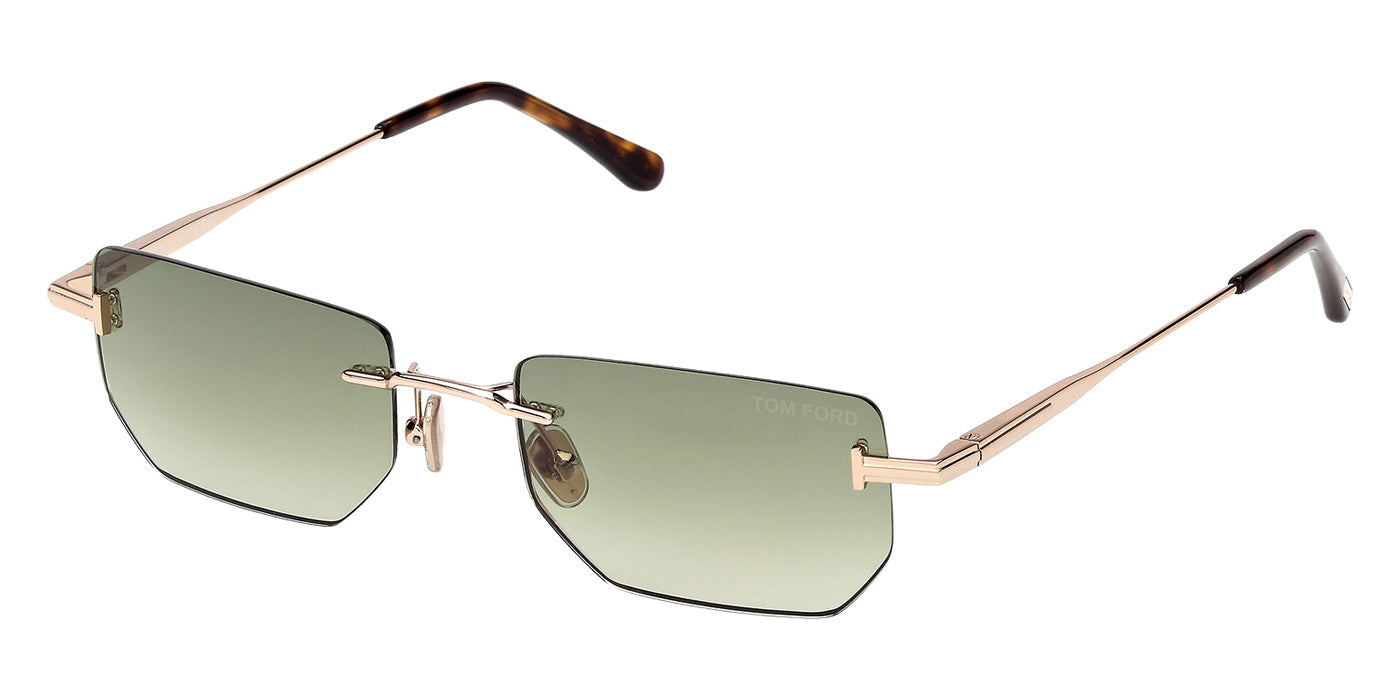 Tom Ford® FT1355 Sunglasses - Shiny Rose Gold/Gradient Green