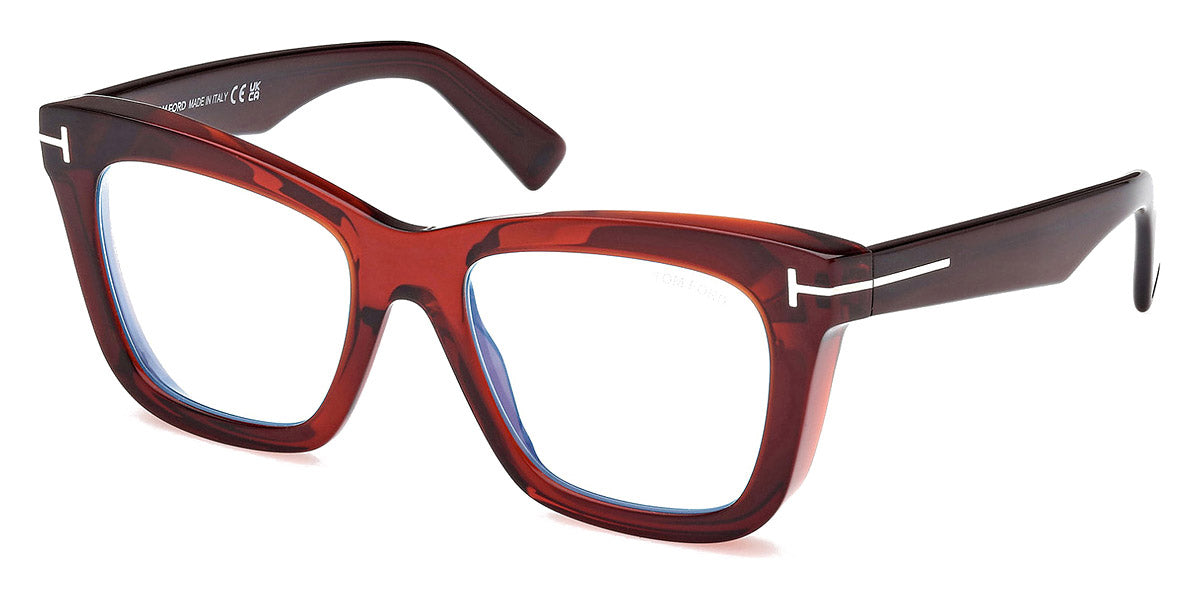 Tom Ford® FT5881-B FT5881-B 045 52 - 045 - Shiny Transparent Amber, t" Logo / Blue Block Lenses" Sunglasses
