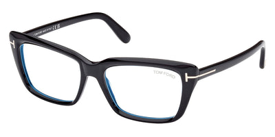 Tom Ford® FT5894-B FT5894-B 001 56 - 001 - Shiny Black, Shiny Rose Gold, t" Logo / Blue Block Lenses" Sunglasses