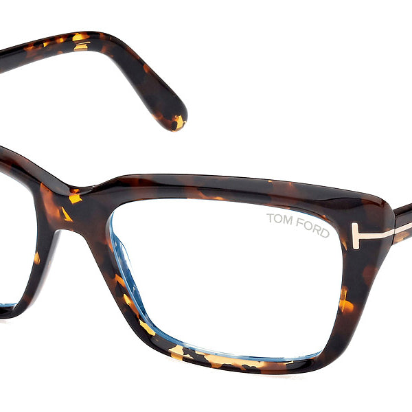 Tom Ford® FT5894-B FT5894-B 052 56 - 052 - Caramel Brown Havana, Shiny Rose Gold, t" Logo / Blue Block Lenses" Sunglasses