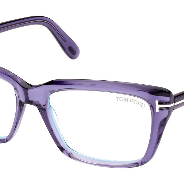 Tom Ford® FT5894-B FT5894-B 081 56 - 081 - Transparent Purple, Palladium, t" Logo / Blue Block Lenses" Sunglasses