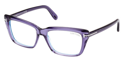 Tom Ford® FT5894-B FT5894-B 081 56 - 081 - Transparent Purple, Palladium, t" Logo / Blue Block Lenses" Sunglasses
