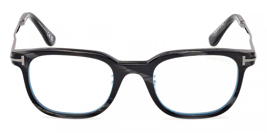 Tom Ford® FT6022-D-B FT6022-D-B 063 52 - Shiny Gunmetal/Black Horn / Blue Filter Eyeglasses