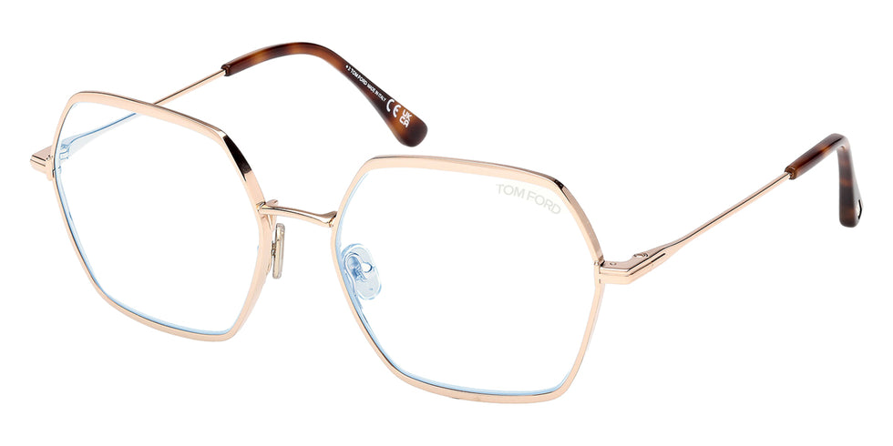 Tom Ford® FT6050-B FT6050-B 028 56 - Shiny Rose Gold / Blue Filter Eyeglasses