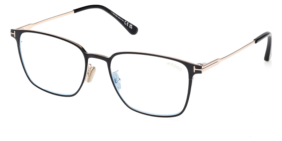Tom Ford® FT6055-D-B FT6055-D-B 001 56 - Shiny Black / Blue Filter Eyeglasses