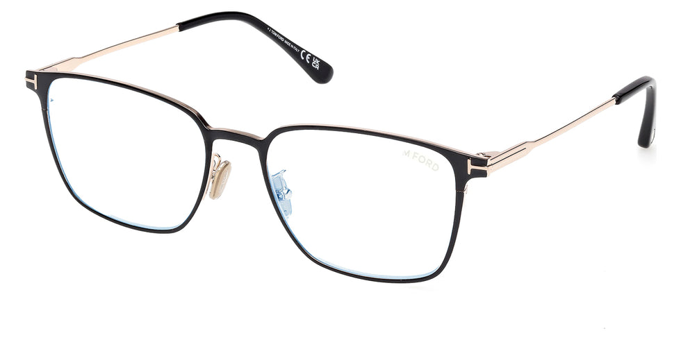 Tom Ford® FT6055-D-B FT6055-D-B 001 56 - Shiny Black / Blue Filter Eyeglasses