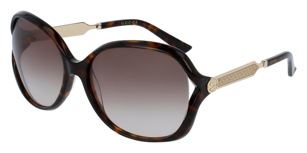 Gucci® GG0076S GUC GG0076S 003 60 - Havana/Gold Sunglasses