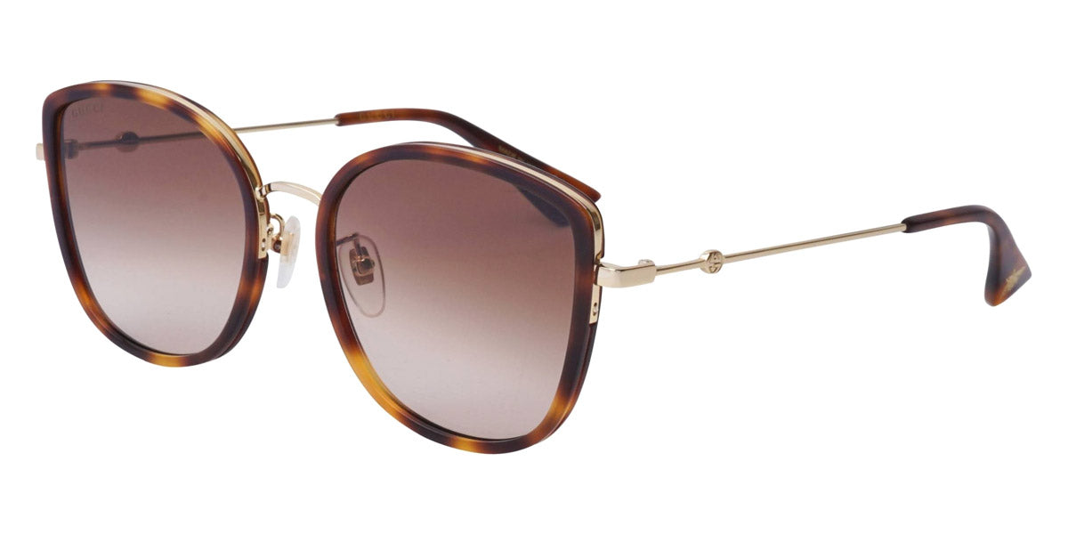 Gucci® GG0606SK GUC GG0606SK 003 56 - Havana/Gold Sunglasses