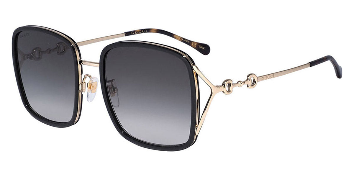 Gucci® GG1016SK GUC GG1016SK 001 58 - Black/Gold Sunglasses