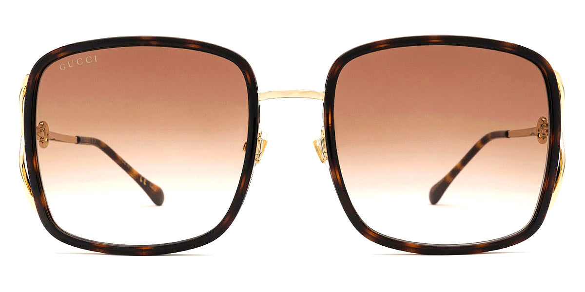 Gucci® GG1016SK GUC GG1016SK 003 58 - Havana/Gold Sunglasses