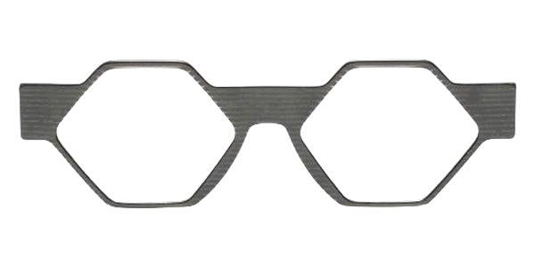 Henau® Hexagono Eyeglasses HEN-HEXAGONO-1H37-48 - BLACK STRIPED/TRANSPARENT GREY