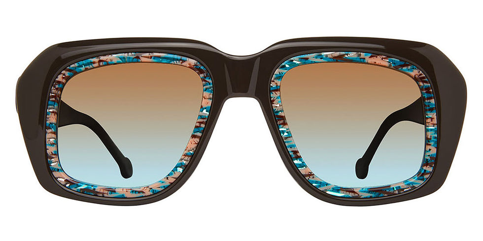 L.A.Eyeworks® HOT TUB LA HOT TUB 758 51 - Brownie Points with Blue-Tan-Brown Ribbons Insert. Brown to Blue Gradient Lens Sunglasses