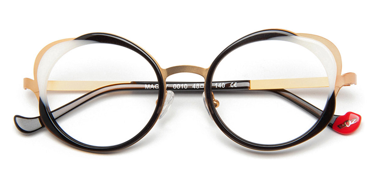 J.F. Rey® Maguy JFR Maguy 0010 48 - 0010 Black/White/Satin Gold Eyeglasses