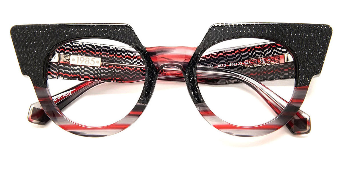 J.F. Rey® Carolina JFR Carilona 0830 49 - 0830 Black Geometric/Red Striped Eyeglasses