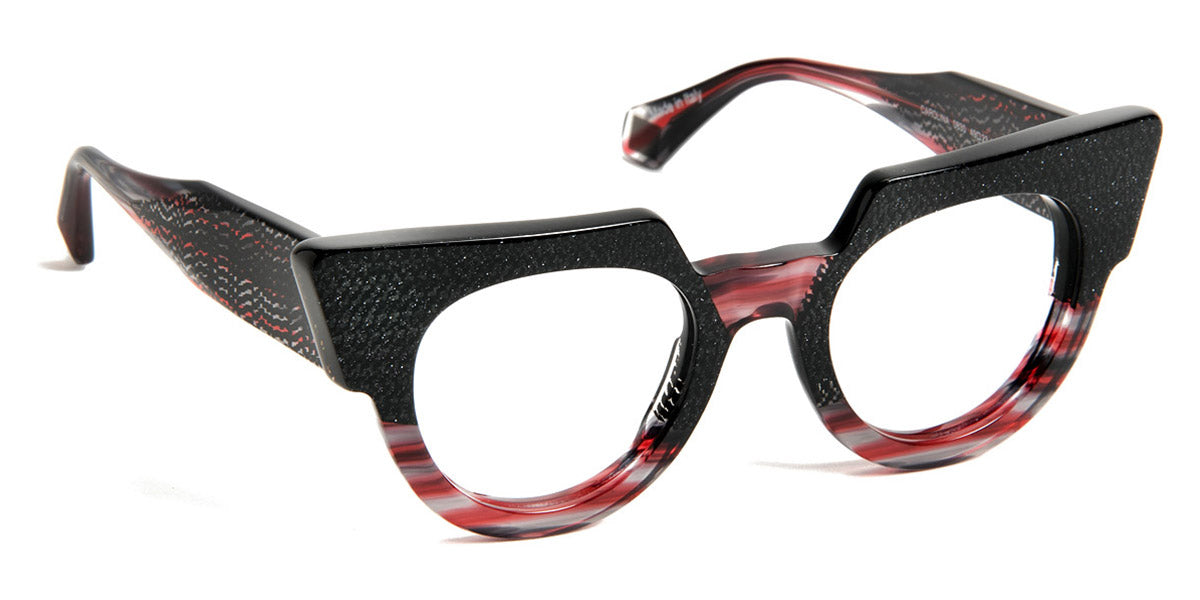 J.F. Rey® Carolina JFR Carilona 0830 49 - 0830 Black Geometric/Red Striped Eyeglasses
