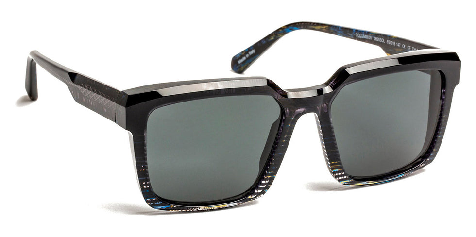 J.F. Rey® Columbus Sun JFR Columbus Sun 0825SOL 55 - 0825SOL SUNGLASS BLACK STRIPED/BLUE WOOL GL Sunglasses