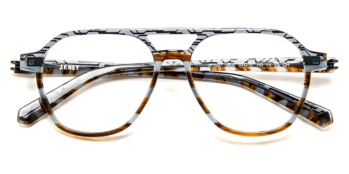 J.F. Rey® JF1537 JFR JF1537 0602 53 - 0602 Gray/Gray and Brown Striped Eyeglasses