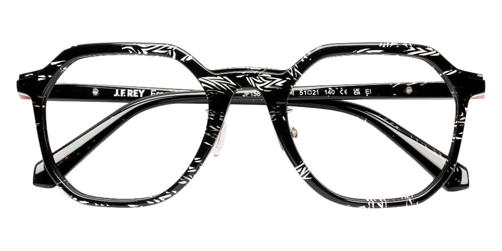 J.F. Rey® JF1581 Geometric Eyeglasses - Black Marble