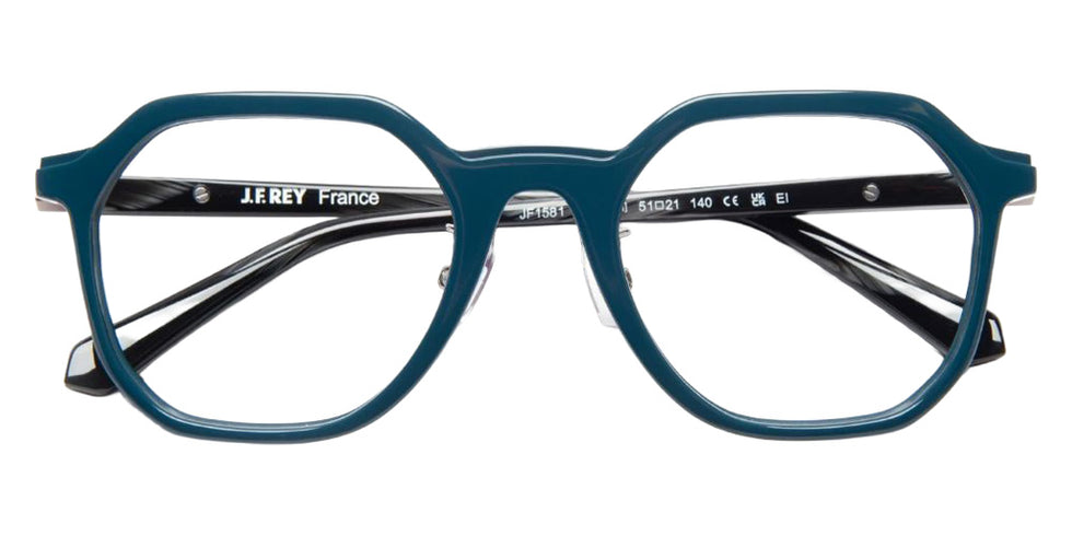 J.F. Rey® JF1581 Geometric Eyeglasses - Teal/Brown