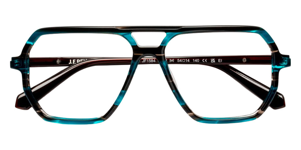 J.F. Rey® JF1584 Aviator Eyeglasses - Blue/Brown Combinés