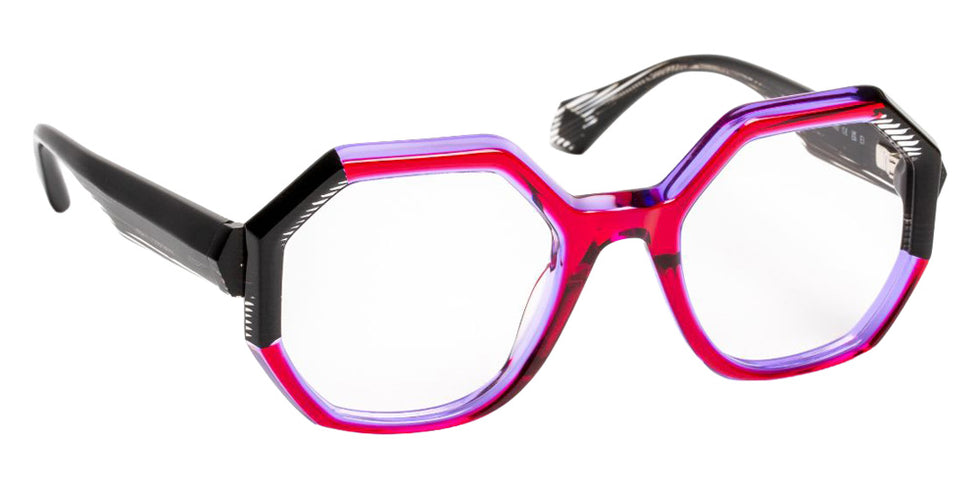 J.F. Rey® JF1596 Geometric Eyeglasses - Red Gradient Plum/Zebra