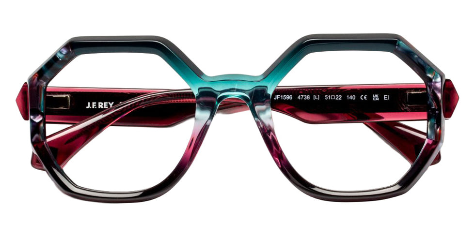 J.F. Rey® JF1596 Geometric Eyeglasses - Green Gradient Pink/Red