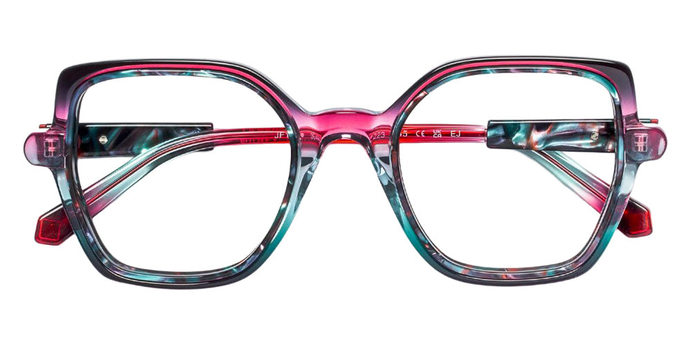 J.F. Rey® JF1600 Butterfly Eyeglasses - Red-Green Gradient/Blue Tortoiseshell
