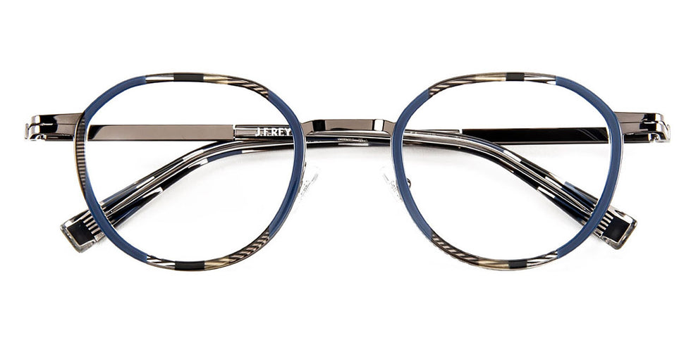 J.F. Rey® JF2876 JFR JF2876 2405 49 - 2405 Stripes Blue/Brown/Shiny Gunmetal Eyeglasses