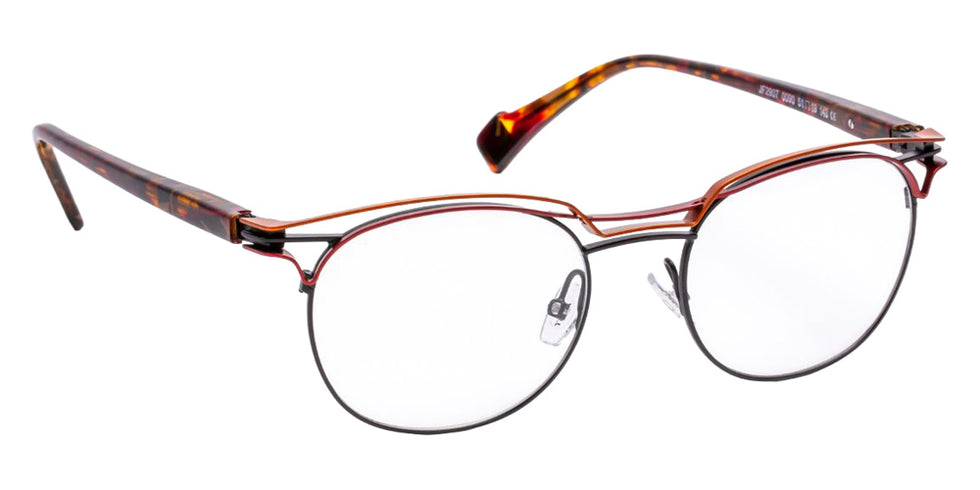 J.F. Rey® JF2907 Round Eyeglasses - Black/Leather/Plum Light